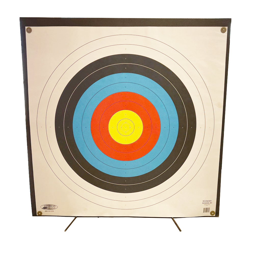 Arrow Stoping Foam Pad on Feet with Paper Target, 36 x 36" (91 x 91 cm)