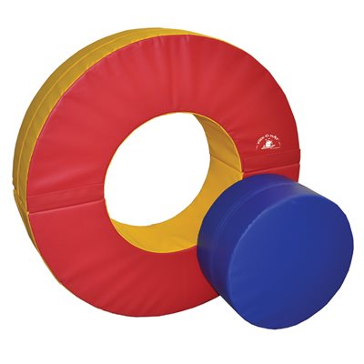 Set of Foam Gymnastic Modules in Donut and Cylinder Shapes