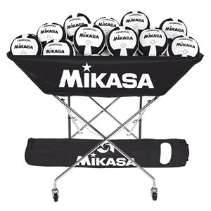 Mikasa® Black Foldable Hammock Style Steel Ball Cart with Carrying Bag, Capacity of 24 Balls, 40 x 22 x 48" (102 x 56 x 122 cm)