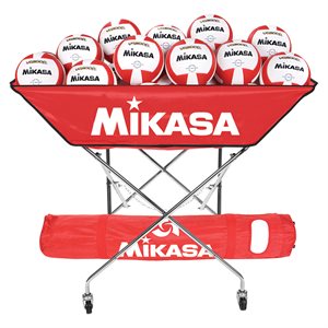 Mikasa® Red Foldable Hammock Style Steel Ball Cart with Carrying Bag, Capacity of 24 Balls, 40 x 22 x 48" (102 x 56 x 122 cm)