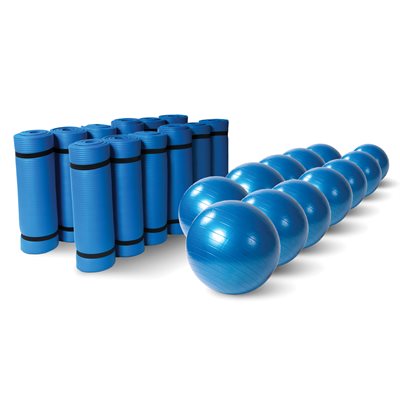 Yoga Set of 12 Mats of 72" (182 cm) and 12 Inflatable Balls of 22" (55 cm)