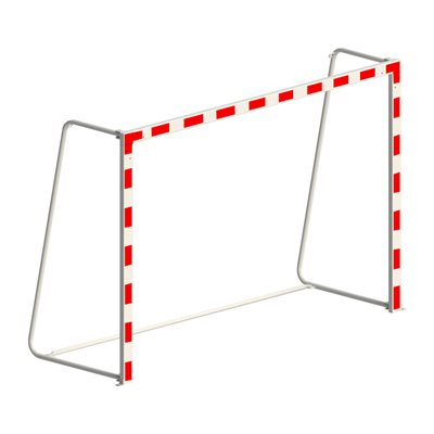 Pair of Foldable Red and White Painted Steel JUNIOR Handball Goals, 5' x 7' (1.5 x 2 m)