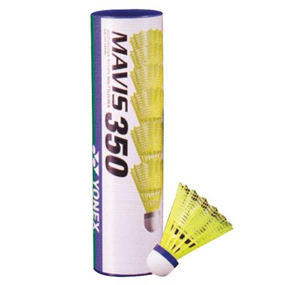 Set of 12 Yellow Yonex® «Mavis 350» Cork Head Competition Badminton Shuttlecocks