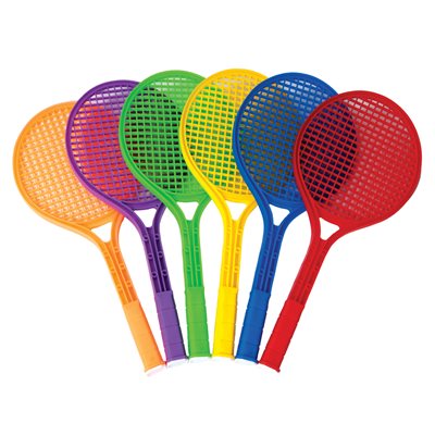 Set of 6 Plastic Tennis Rackets, 21" (53 cm)