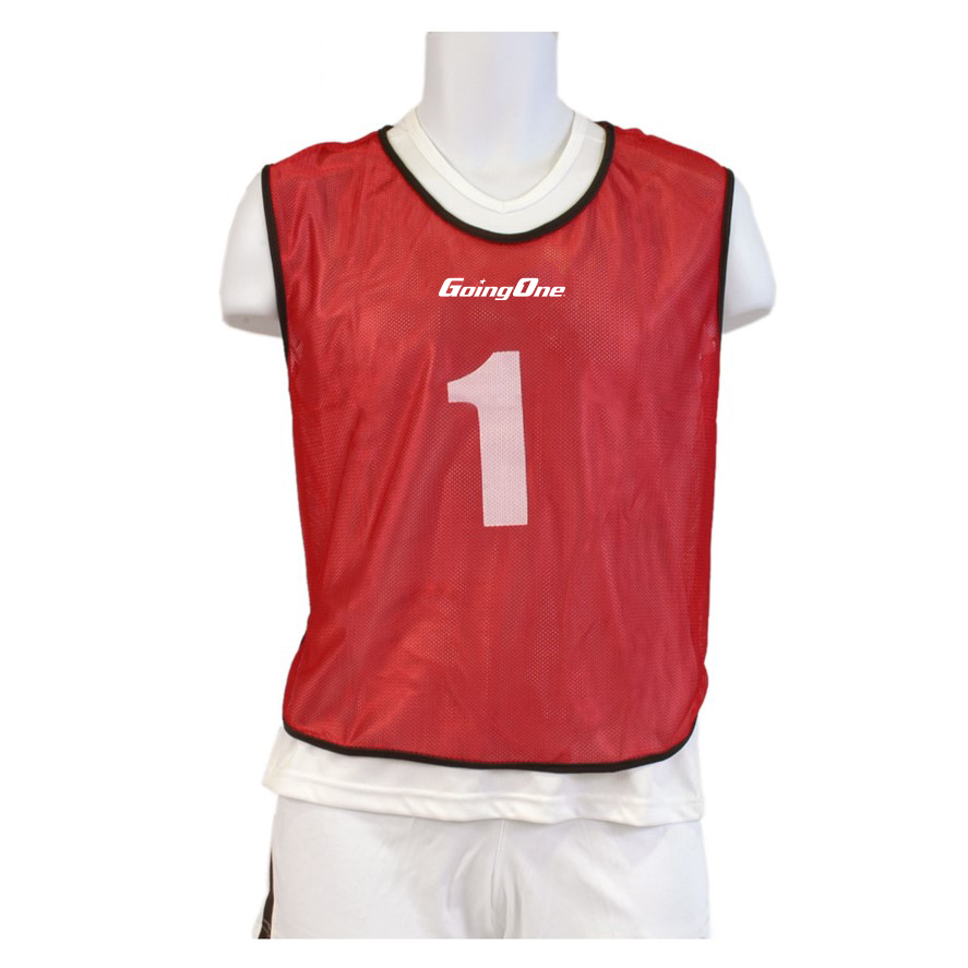 15 numbered pinnies, red