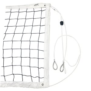 White Competition Volleyball Net of 32' (9.75 m), with Double Steel Cables