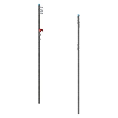 Pair of Glavanised Steel Beach Volleyball Posts of 2.5" (6 cm), with 4 Pulleys