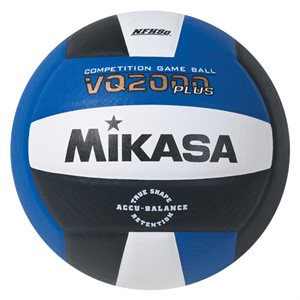 Ballon de volleyball de compétition en composite Mikasa® «VQ2000 Series» bleu royal, noir et blanc