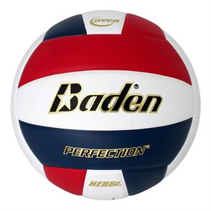 Ballon de volleyball en cuir Baden® «Perfection» rouge, marine et blanc